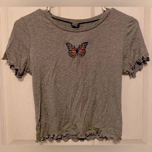 Wild Fable Gray Butterfly Crop Top
